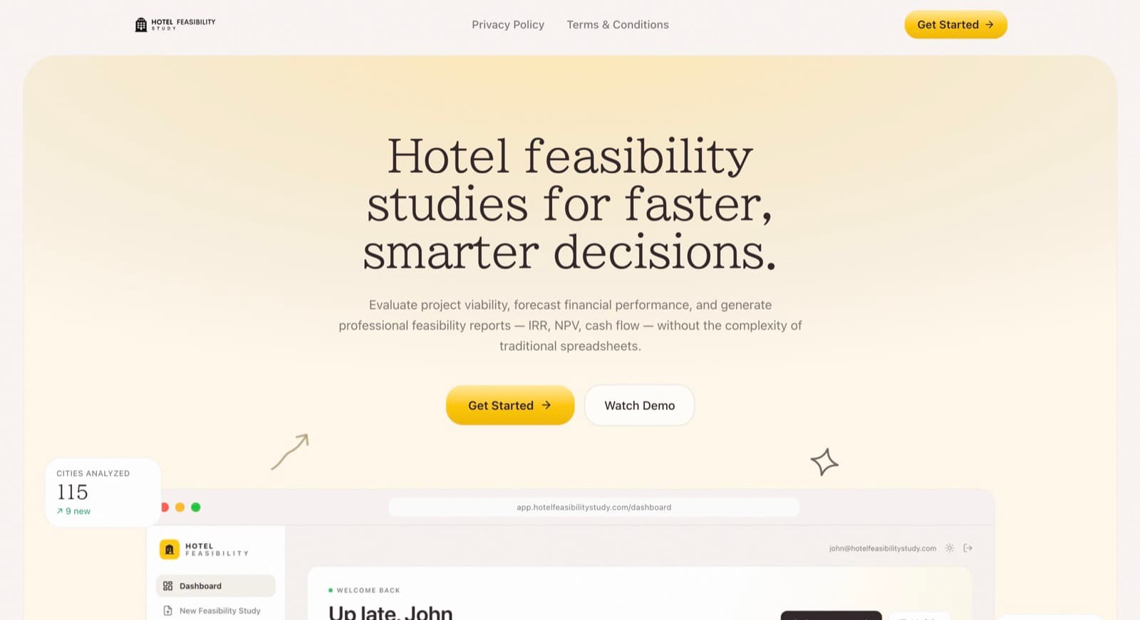 Hotel Feasibility Study — SaaS product
